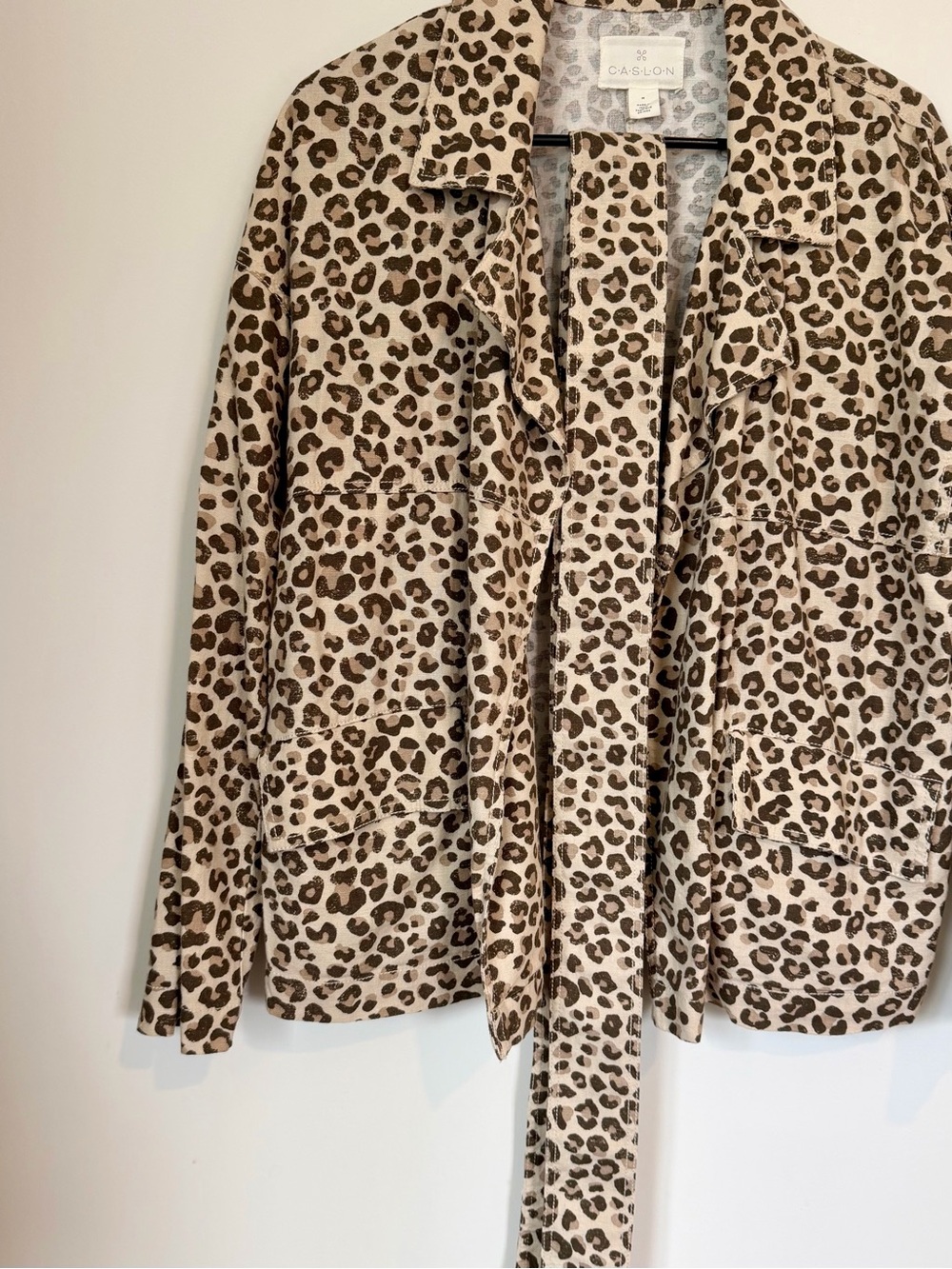 Caslon Leopard-Print Jacket with Waist Tie - Size: Medium - Picture 7 of 7